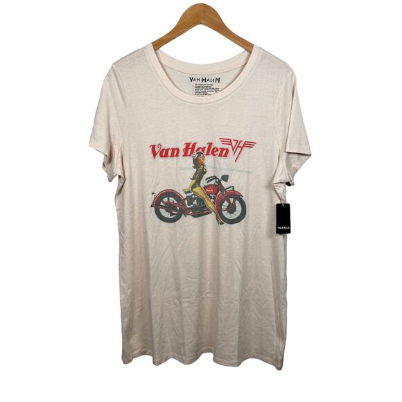 Torrid Van Halen TShirt Top Size 1 Small Crystal Ivory‎ Music Band Tee Biker - Picture 1 of 8